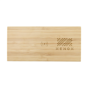 Logo trade promotional items image of: Bamboo Alarm Clock with Wireless Charger