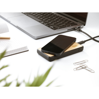 Logo trade promotional giveaways image of: Boru Bamboo RCS Recycled ABS Powerbank Wireless Charger