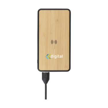 Logotrade corporate gift image of: Boru Bamboo RCS Recycled ABS Powerbank Wireless Charger