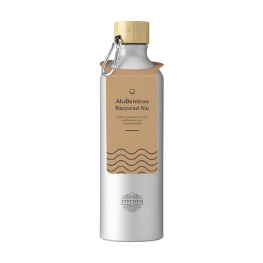 Logo trade corporate gifts image of: AluBamboo GRS Recycled Alu 750 ml water bottle