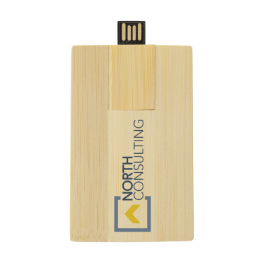 Logo trade promotional merchandise image of: CreditCard USB Bamboo 32 GB