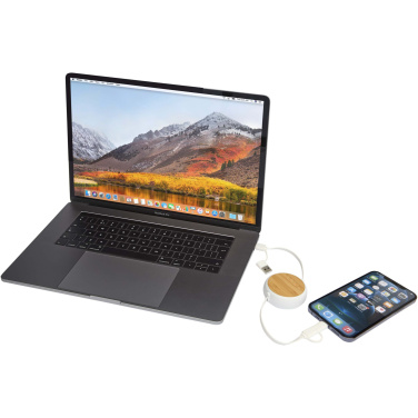 Logo trade corporate gifts image of: Chechia 5-in-1 recycled plastic 100 cm retractable data sync and 45W fast charge cable