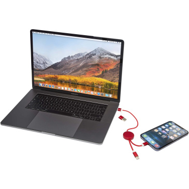 Logo trade advertising products picture of: Alasia 5-in-1 recycled aluminium and plastic 30 cm data sync and 27W fast charge cable