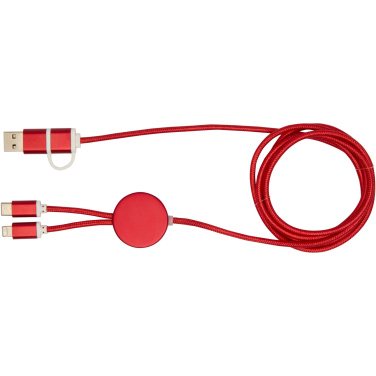 Logo trade promotional products picture of: Alasia 5-in-1 recycled aluminium and plastic 150 cm data sync and 27W fast charge cable