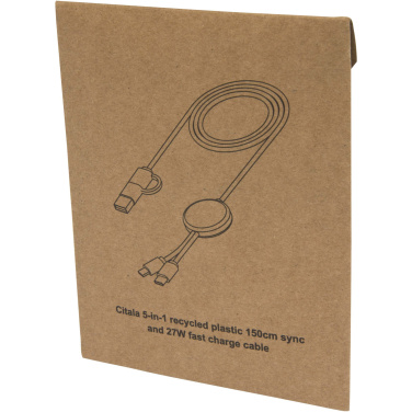 Logotrade advertising product image of: Citala 5-in-1 recycled plastic 150 cm data sync and 27W fast charge cable