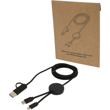 Logo trade promotional items image of: Citala 5-in-1 recycled plastic 150 cm data sync and 27W fast charge cable