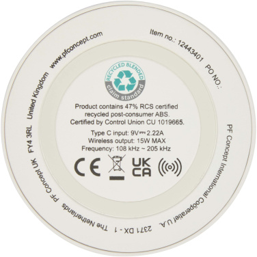 Logo trade promotional merchandise picture of: Freal 15W recycled plastic wireless charging pad