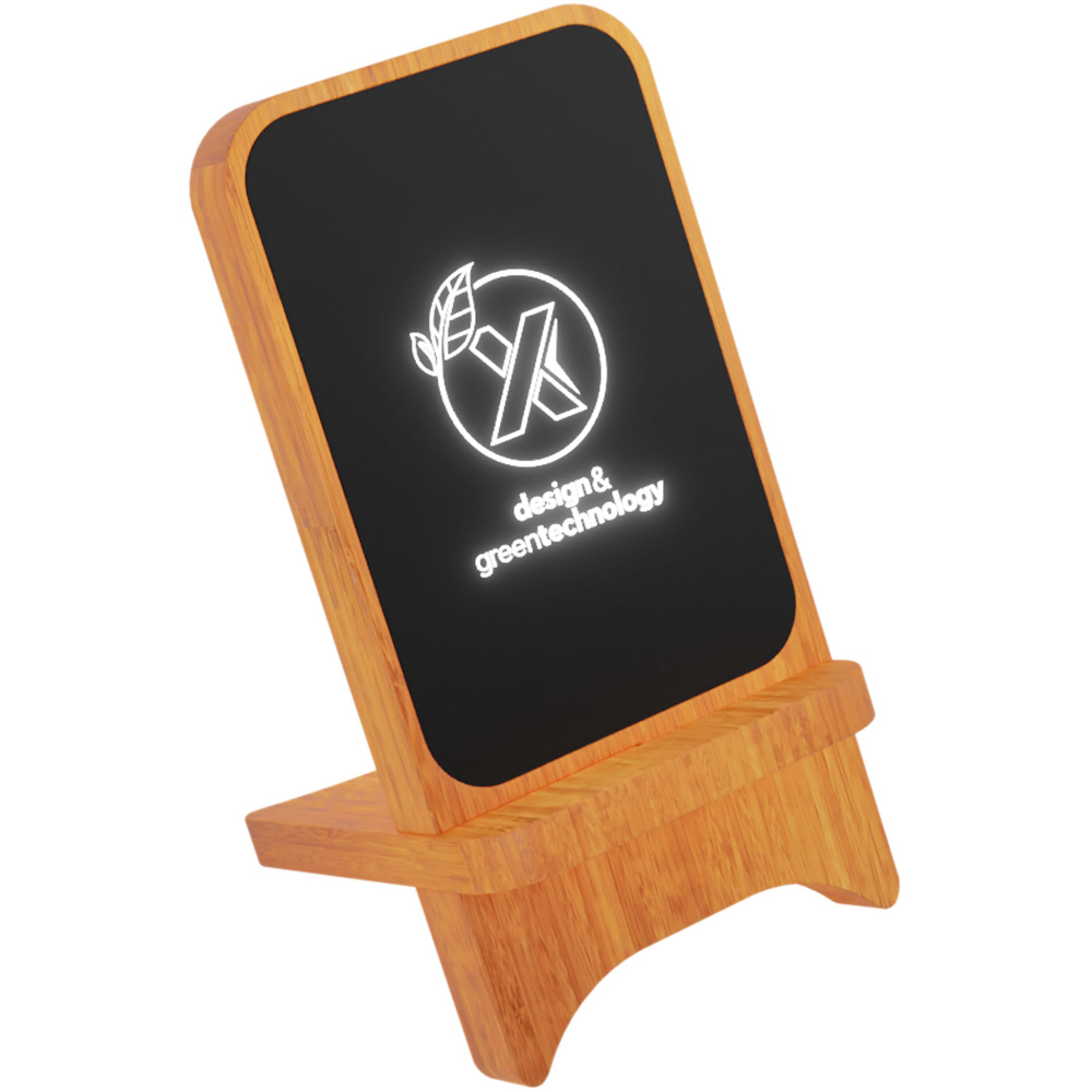 Logo trade business gifts image of: SCX.design W16 10W light-up wireless wooden stand