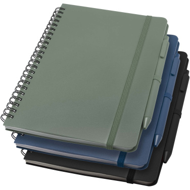 Logo trade corporate gift photo of: Thalaasa A5 ocean-bound hard cover notebook with ballpoint pen (black ink)