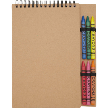 Logo trade promotional merchandise image of: Doodle A5 spiral soft cover notebook and crayon set