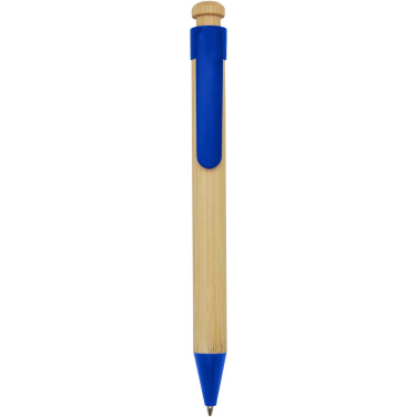 Logo trade promotional merchandise photo of: Rattan bamboo and recycled plastic ballpoint pen (black ink)