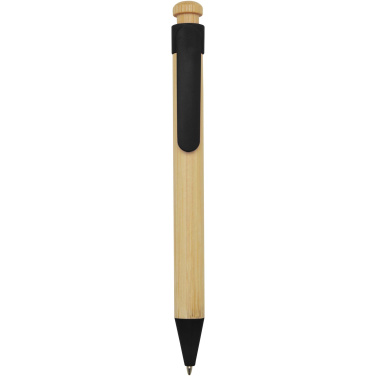 Logotrade business gift image of: Rattan bamboo and recycled plastic ballpoint pen (black ink)