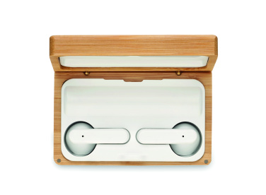 Logo trade promotional items picture of: TWS earbuds in bamboo case