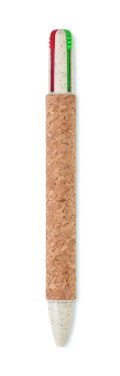 Logo trade advertising product photo of: Cork 4-colour ink ball pen