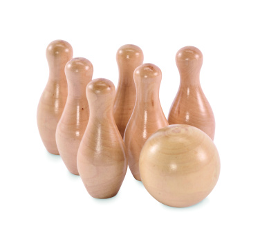 Logo trade promotional merchandise image of: Mini pine wood bowling set