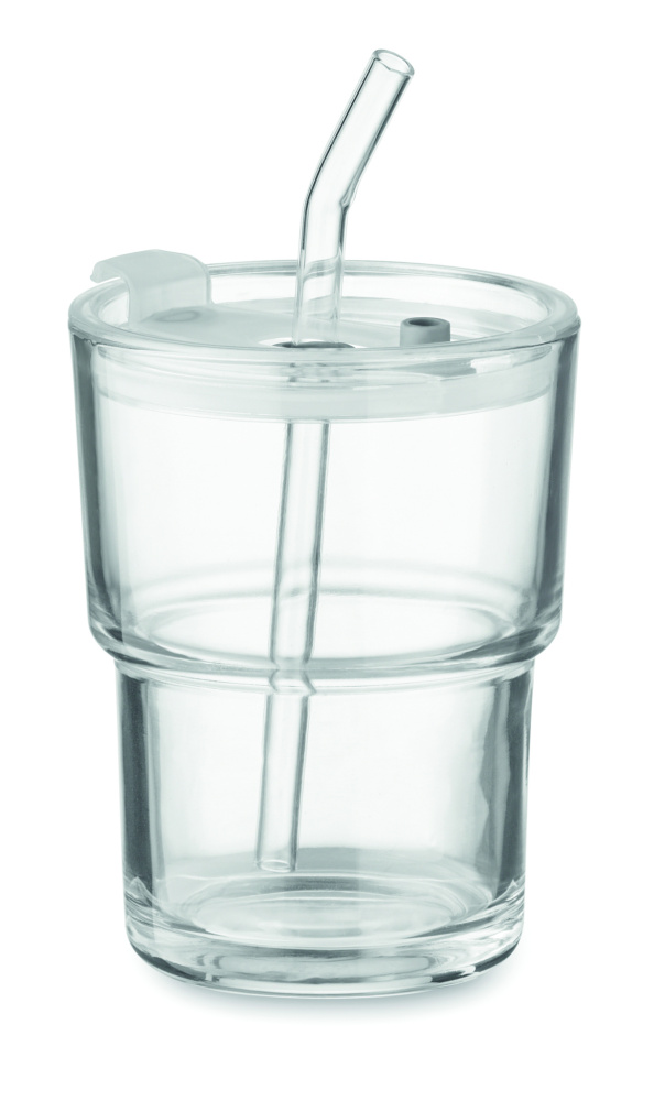 Logo trade promotional products picture of: Glass tumbler with straw 400ml