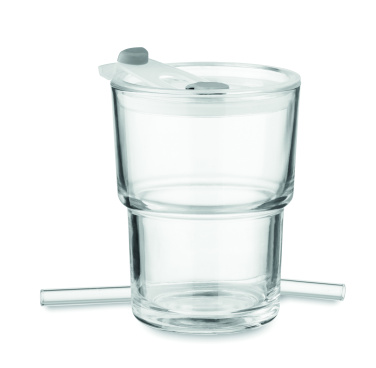 Logotrade advertising product picture of: Glass tumbler with straw 400ml