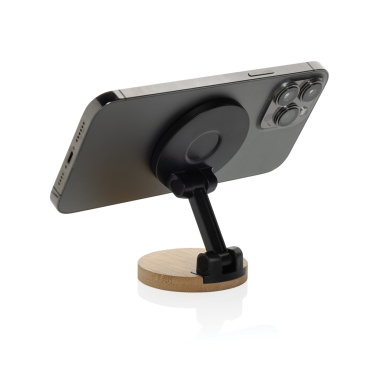Logotrade promotional merchandise image of: Magmount RCS recycled plastic and bamboo phone stand
