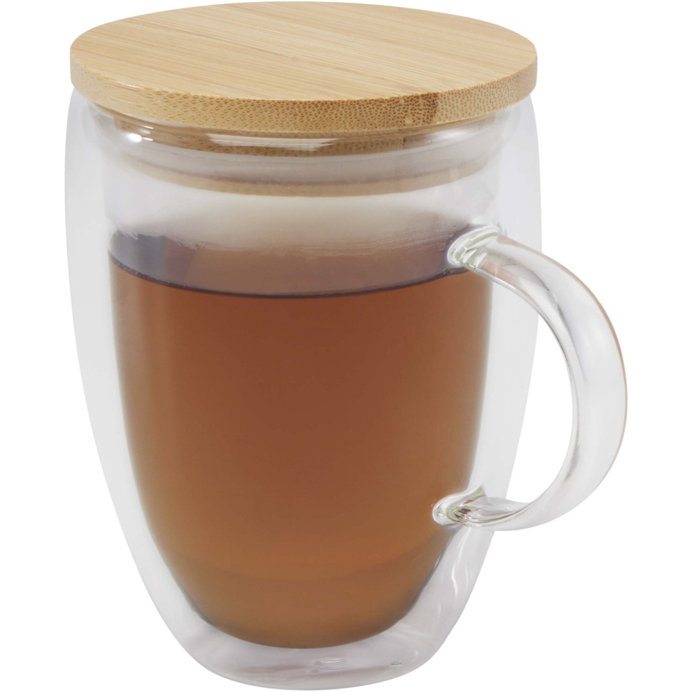 Logo trade business gifts image of: Leona 350 ml glass cup with bamboo lid