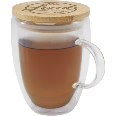 Logo trade corporate gifts picture of: Leona 350 ml glass cup with bamboo lid