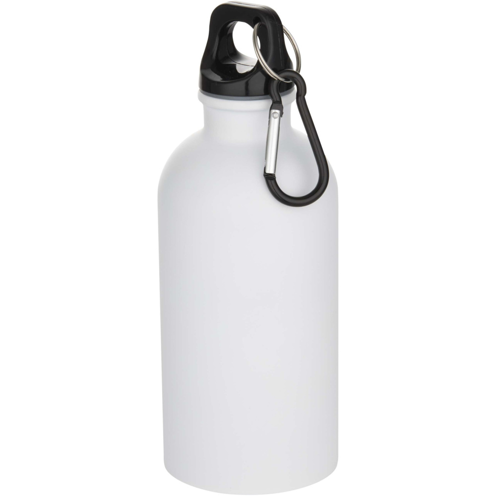 Logo trade advertising products image of: Oregon 400 ml matte RCS recycled single wall stainless steel water bottle with carabiner