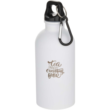 Logotrade promotional giveaway image of: Oregon 400 ml matte RCS recycled single wall stainless steel water bottle with carabiner