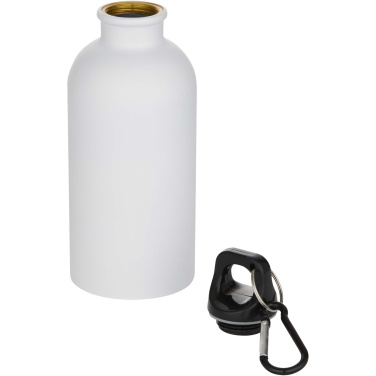 Logo trade promotional gifts image of: Oregon 400 ml matte RCS recycled single wall stainless steel water bottle with carabiner