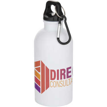 Logo trade promotional giveaways image of: Oregon 400 ml sublimation RCS recycled single wall stainless steel water bottle with carabiner