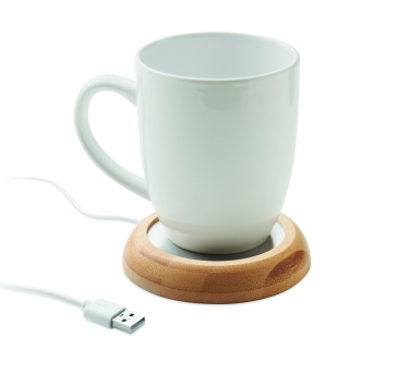Logo trade advertising product photo of: Bamboo mug warmer with USB