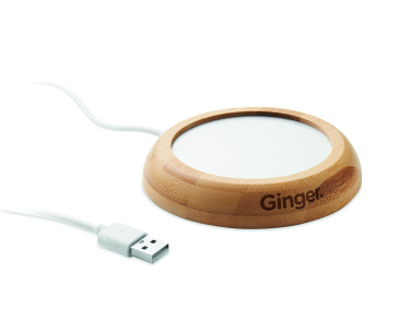 Logo trade promotional gifts image of: Bamboo mug warmer with USB
