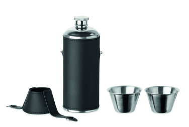 Logo trade promotional giveaways picture of: Hip flask with shot cups