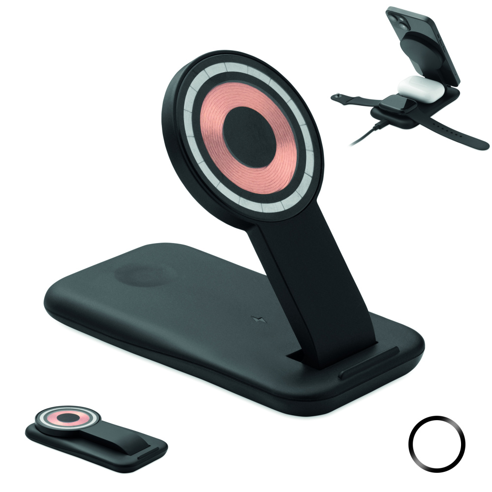 Logo trade corporate gifts image of: 3 in 1 wireless charger 15W