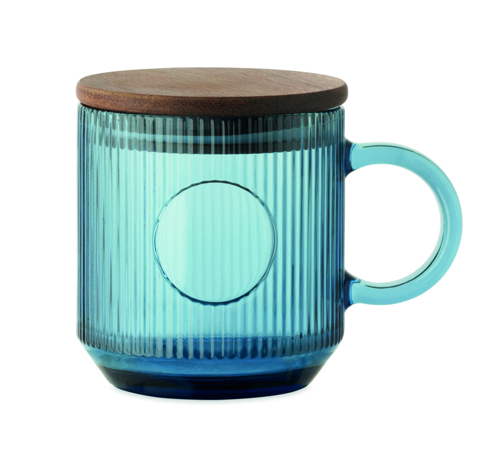 Logo trade business gift photo of: Ribbed glass mug 300ml