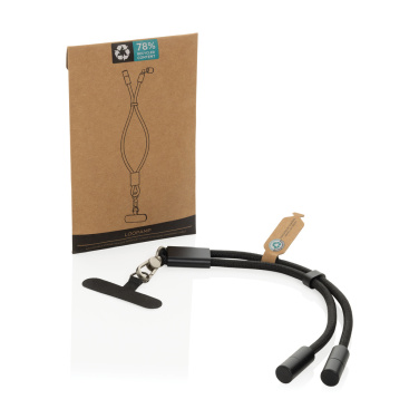 Logo trade promotional item photo of: LoopAmp RCS RPET adjustable phone wrist strap 60W cable