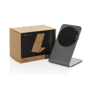 Logo trade promotional gift photo of: Terra aluminium 15W magnetic wireless charging phone stand