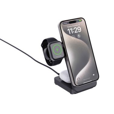 Logo trade promotional gifts image of: Urban Vitamin Arcadia RCS rplastic 15W 3in1 magnetic charger