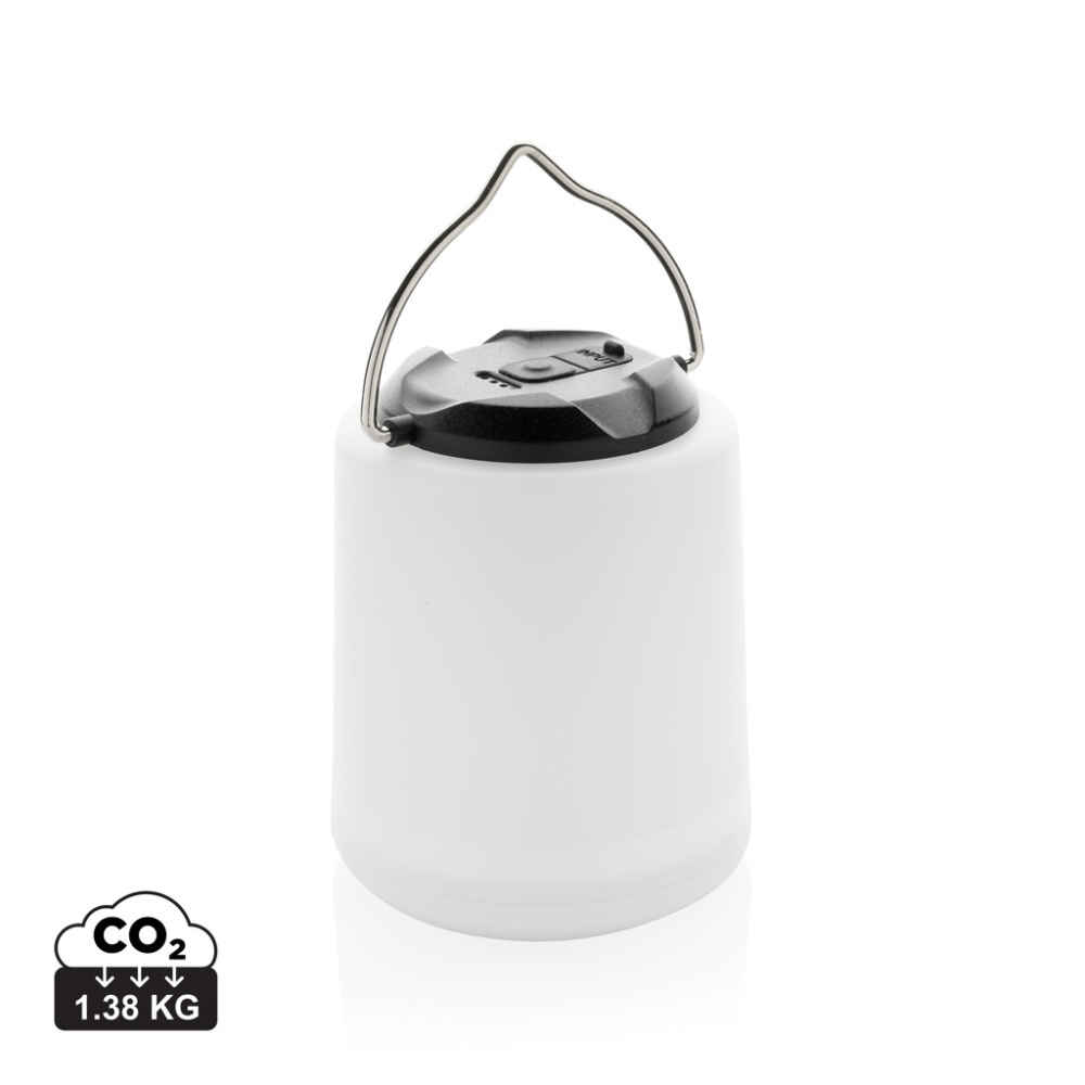 Logo trade promotional item photo of: Limio RCS recycled plastic portable re-chargeable table lamp