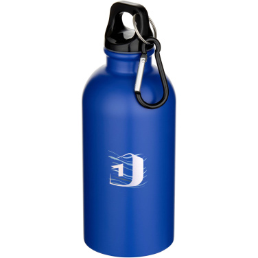 Logo trade promotional giveaway photo of: Oregon 400 ml matte RCS recycled single wall stainless steel water bottle with carabiner