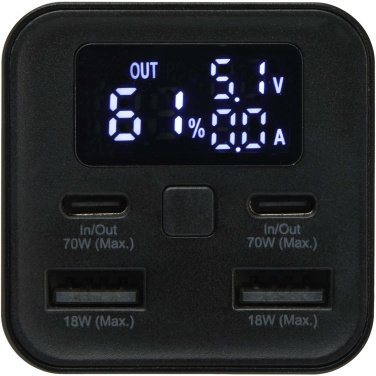 Logo trade promotional merchandise picture of: Acamar 20.000 mAh 70W recycled aluminium laptop power bank