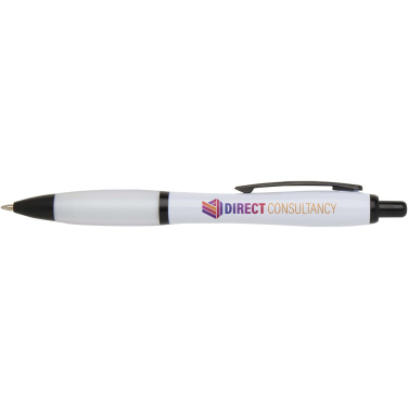 Logo trade corporate gifts image of: Nash recycled plastic ballpoint pen with black trims (black ink)