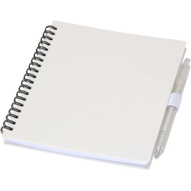 Logotrade promotional product picture of: Niove recycled plastic soft cover notebook and ballpoint pen set (blue ink)