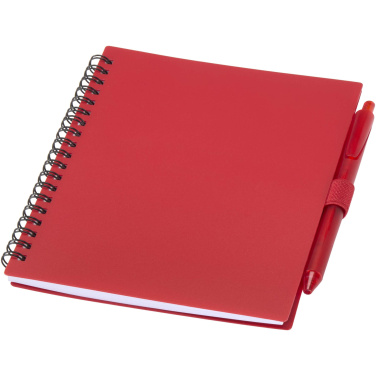 Logo trade promotional items picture of: Niove recycled plastic soft cover notebook and ballpoint pen set (blue ink)