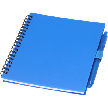 Logotrade promotional product image of: Niove recycled plastic soft cover notebook and ballpoint pen set (blue ink)