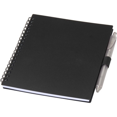Logotrade advertising products photo of: Niove recycled plastic soft cover notebook and ballpoint pen set (blue ink)