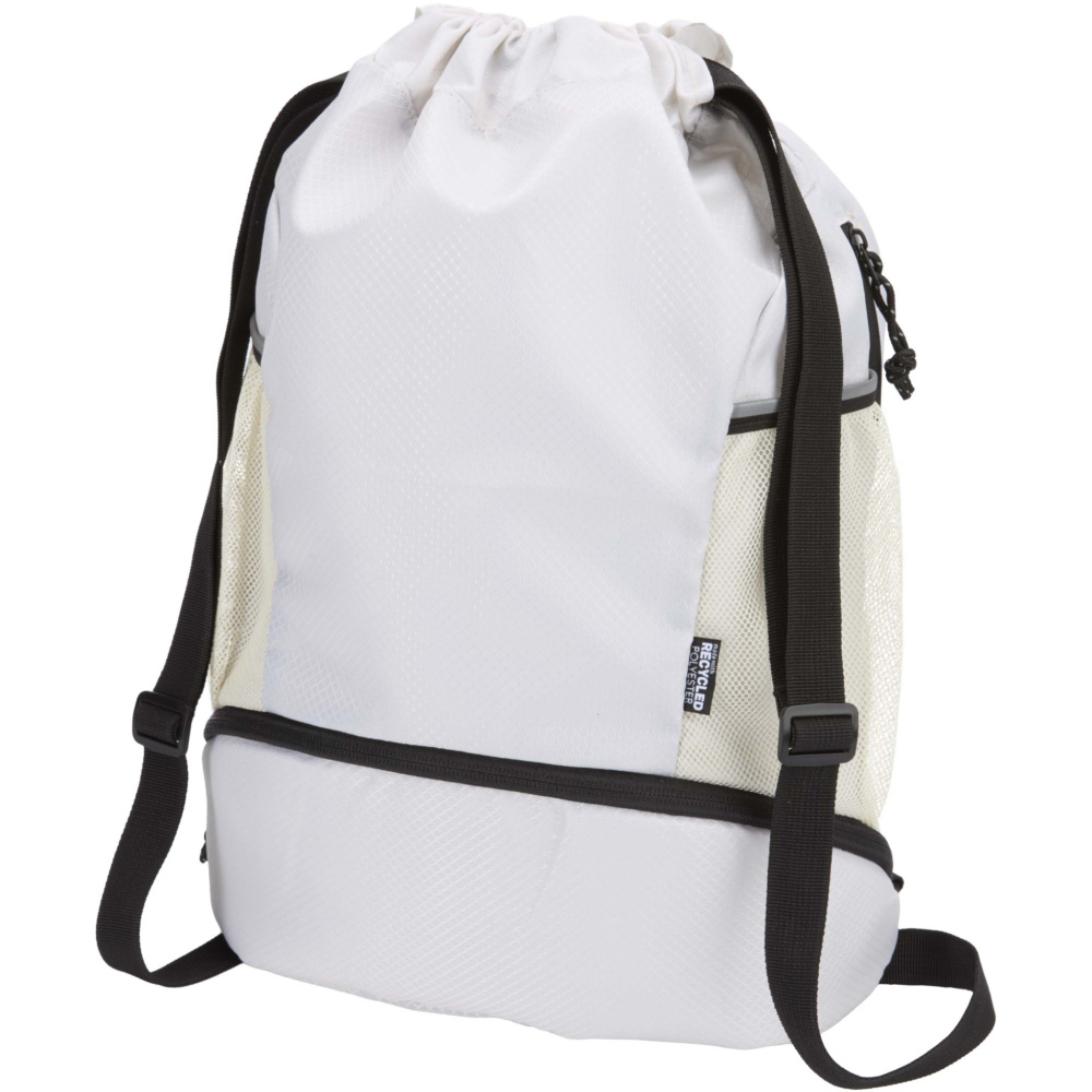 Logo trade corporate gift photo of: Nomad GRS recycled sports drawstring bag with bottom compartment 18L