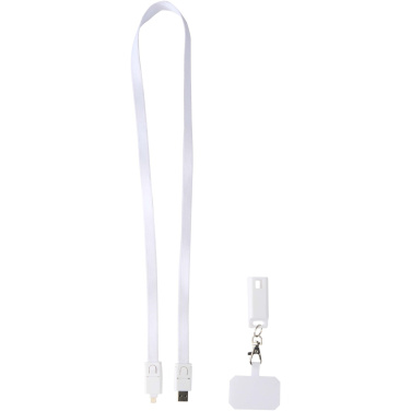 Logotrade advertising product picture of: Franz recycled plastic smartphone lanyard with built-in data sync and 65W fast charge 5-in-1 cable