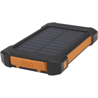 Logo trade business gifts image of: Altair 5000 mAh 10W recycled plastic rugged solar power bank with built-in torch