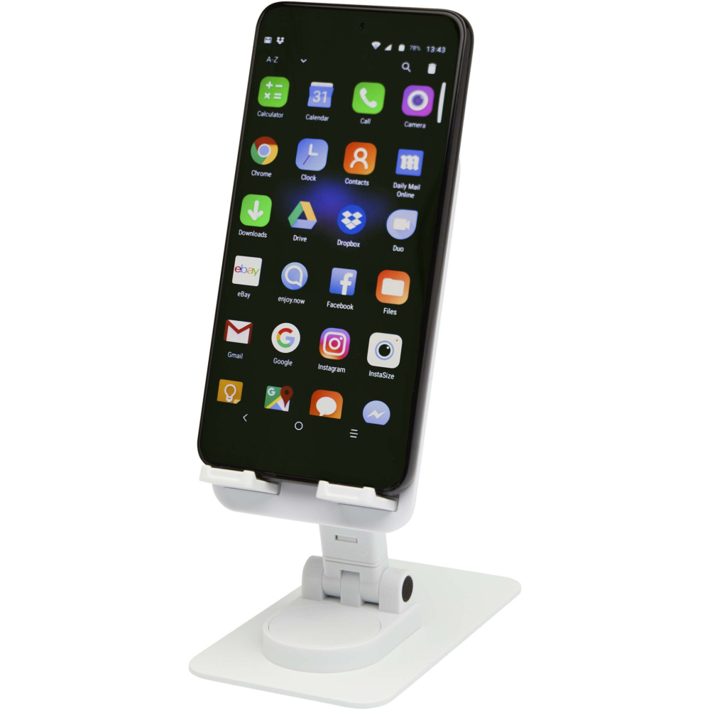 Logo trade corporate gift photo of: Alhena recycled plastic foldeable phone holder with metal desk stand