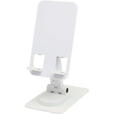 Logotrade promotional giveaway image of: Alhena recycled plastic foldeable phone holder with metal desk stand