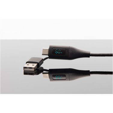 Logo trade promotional giveaway photo of: SCX.design C51 60W 5-in-1 rPET fast charging cable with display